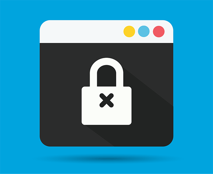 Vector illustration of a web browser with a pad lock icon