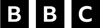BBC Logo - White sans-serif type inside black squares
