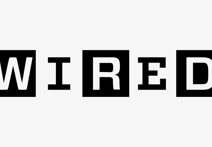 Wired Logo - Black Serif Type Inside Alternating Black Squares On Light Gray Background